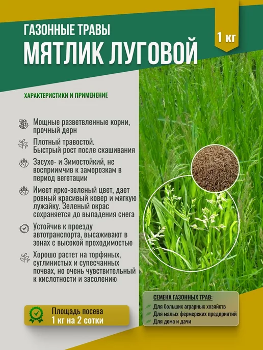 1 (2) Газон "Мятлик луговой" 0,5кг. — изображение 1